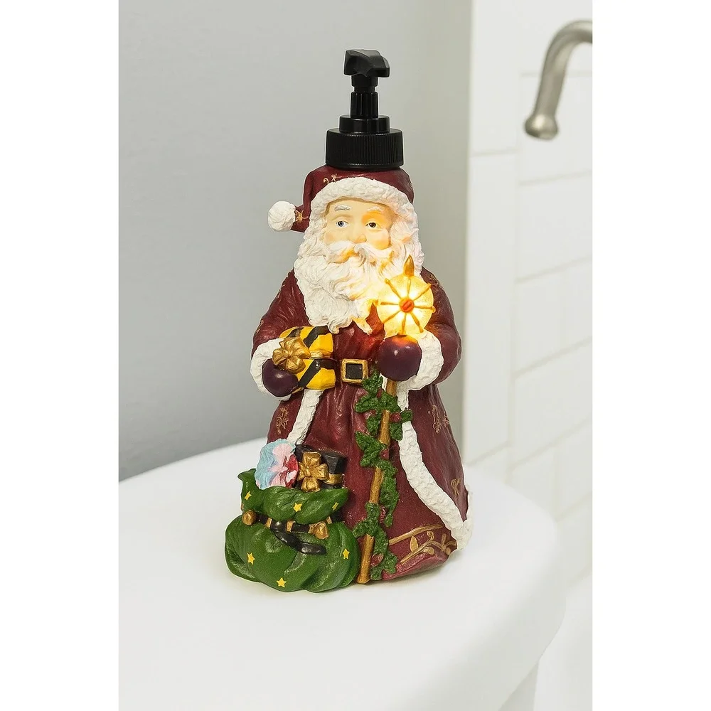 Santa Claus Light Up Soap Dispenser Lotion Pump Holiday Christmas Decor Gift Bag